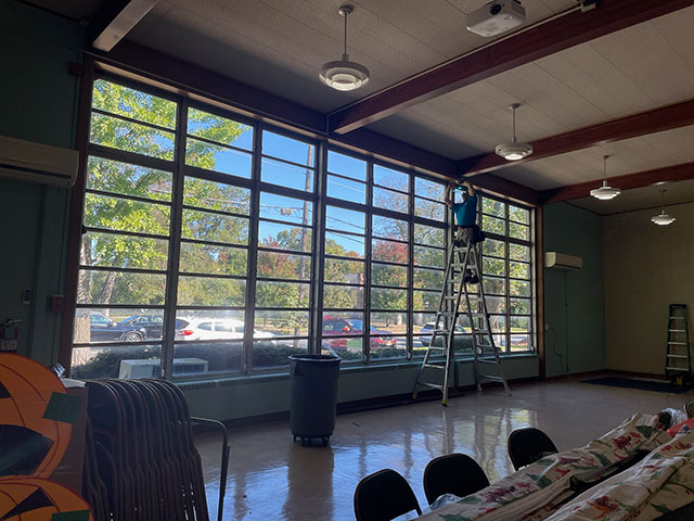 Church gets new lively pleated drapes